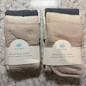 2x Cloud Island Baby 3 Pack Muslin Burp Cloth (NEW)